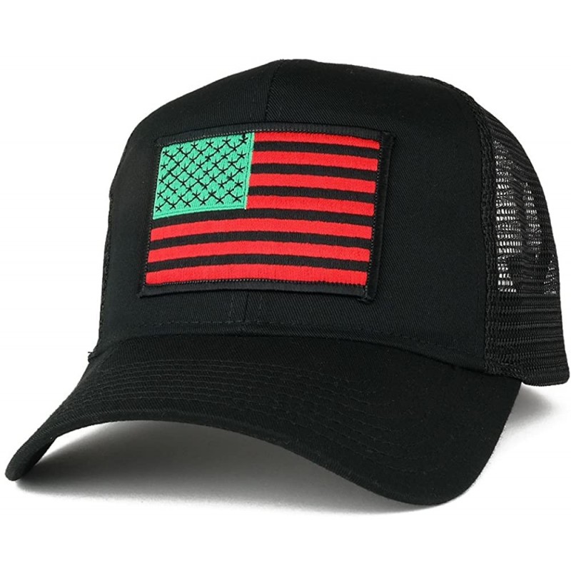 Baseball Caps USA American Flag Patch Snapback Trucker Mesh Cap - Black - Red/Black/Green - C512O4384JA $13.91