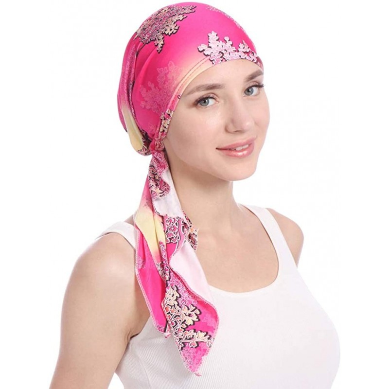 Skullies & Beanies Women Pre-Tied Head Scarves Floral Muslim Cap Turban Hat Bandana Headwrap - Style-5 - CV18SQZWRRY $16.39