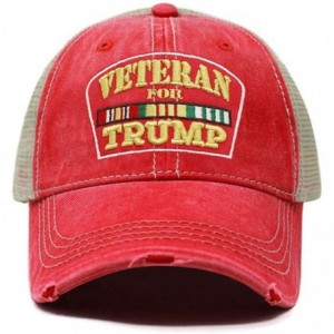 Baseball Caps Veterans for Trump Dad Hat Vintage Trucker Cap Handwashed Cotton Baseball Cap TC101 TC102 - Tc102 Red - CH18OYW...
