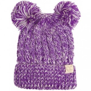 Skullies & Beanies Children Kid Toddler Girl Boy Colorful Knit Beanie with Knit Double Pom Pom - Purple - C612K501WCV $12.73