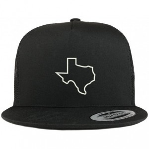 Baseball Caps Texas State Outline Embroidered 5 Panel Flat Bill Trucker Mesh Back Cap - Black - CA185YCZ2QO $15.11