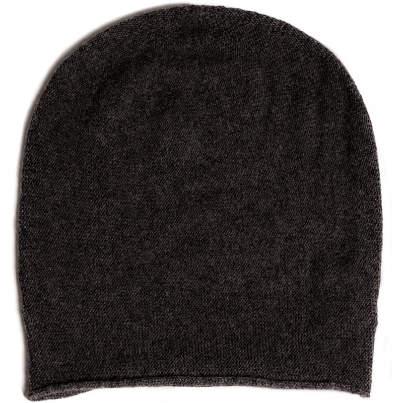 Skullies & Beanies Men's 100% Pure Cashmere Slouchy Beanie - Charcoal - CS11Q0OLBHX $34.45