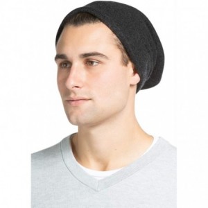 Skullies & Beanies Men's 100% Pure Cashmere Slouchy Beanie - Charcoal - CS11Q0OLBHX $34.45