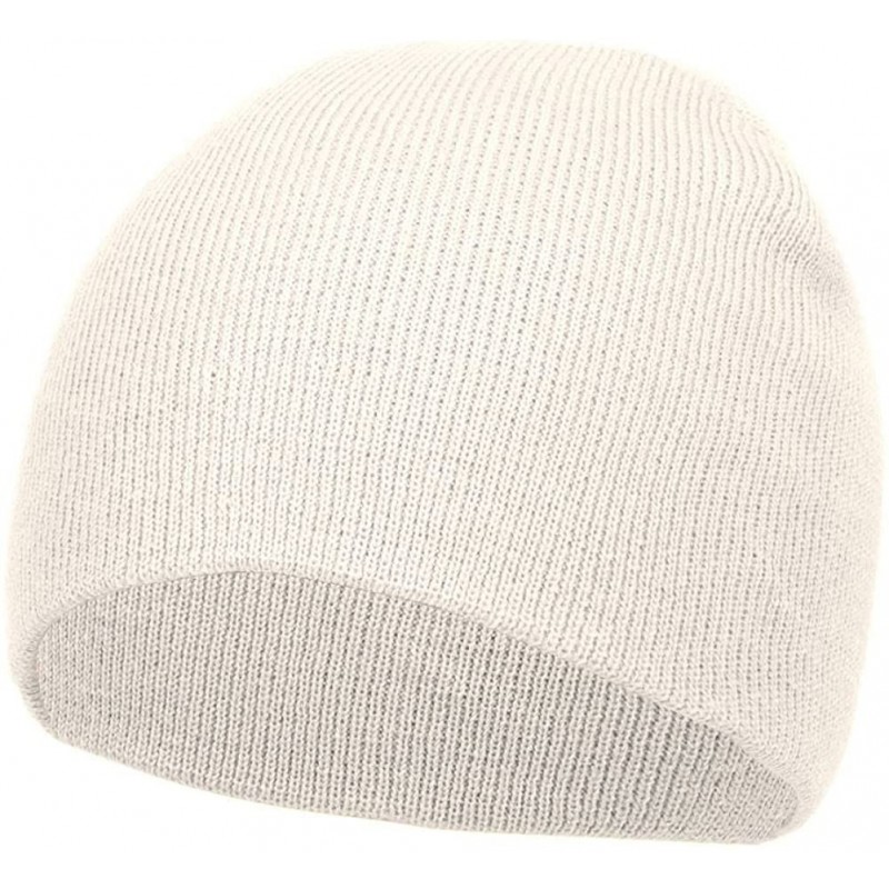 Skullies & Beanies Short Cuffless Beanies - Ivory White - C5112PDHYLZ $11.04