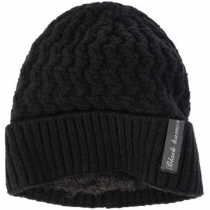 Skullies & Beanies Knit Warm Fleece Lined Skull Cap Beanie Hat - Black With Neck Warmer - CO12O0D0UH7 $10.29