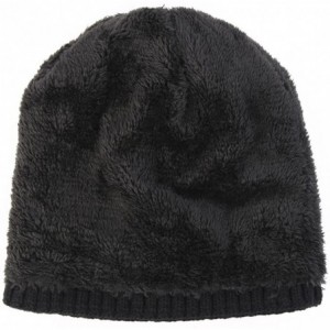 Skullies & Beanies Knit Warm Fleece Lined Skull Cap Beanie Hat - Black With Neck Warmer - CO12O0D0UH7 $10.29