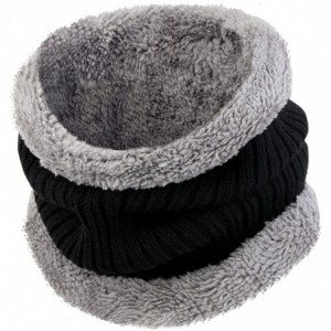 Skullies & Beanies Knit Warm Fleece Lined Skull Cap Beanie Hat - Black With Neck Warmer - CO12O0D0UH7 $10.29