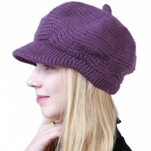 Skullies & Beanies Women's Winter Warm Slouchy Cable Knit Beanie Skull Hat with Visor - A-dark Purple - CK18HK07GGM $29.11