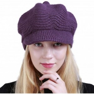 Skullies & Beanies Women's Winter Warm Slouchy Cable Knit Beanie Skull Hat with Visor - A-dark Purple - CK18HK07GGM $12.94