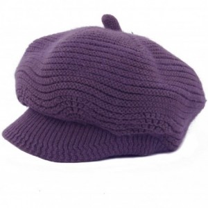 Skullies & Beanies Women's Winter Warm Slouchy Cable Knit Beanie Skull Hat with Visor - A-dark Purple - CK18HK07GGM $12.94