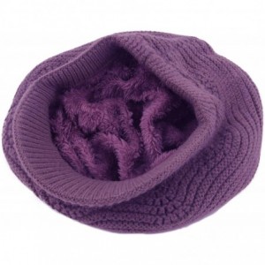 Skullies & Beanies Women's Winter Warm Slouchy Cable Knit Beanie Skull Hat with Visor - A-dark Purple - CK18HK07GGM $12.94