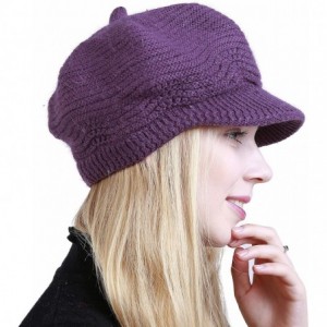 Skullies & Beanies Women's Winter Warm Slouchy Cable Knit Beanie Skull Hat with Visor - A-dark Purple - CK18HK07GGM $12.94