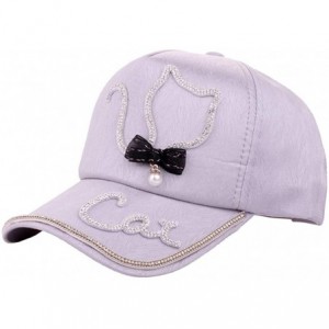 Baseball Caps Women Adjustable Baseball Cap-Bling Diamond Cat Snapback Caps Hip Hop Hats Breathable Visor Sun Hat - Grey - CD...