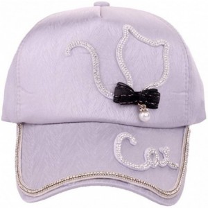 Baseball Caps Women Adjustable Baseball Cap-Bling Diamond Cat Snapback Caps Hip Hop Hats Breathable Visor Sun Hat - Grey - CD...