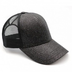 Baseball Caps Ponytail High Buns Ponycaps Baseball Adjustable - 2 Pack Black+glitter Black - C618Q5DLM92 $19.01