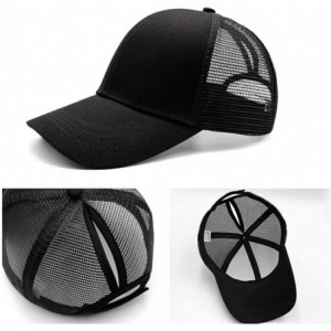 Baseball Caps Ponytail High Buns Ponycaps Baseball Adjustable - 2 Pack Black+glitter Black - C618Q5DLM92 $19.01