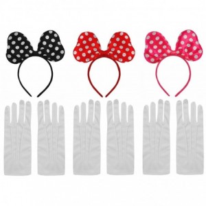 Headbands Satin Polkadot Minnie Mouse Fancy Dress Gloves Ears Costume Black/White - Black/White Polka - CP122TGDL4V $21.42