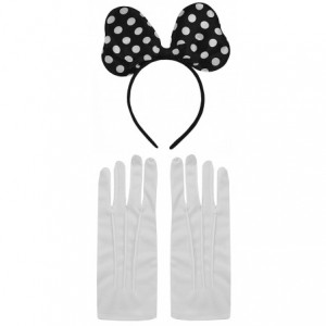 Headbands Satin Polkadot Minnie Mouse Fancy Dress Gloves Ears Costume Black/White - Black/White Polka - CP122TGDL4V $21.42