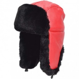 Bomber Hats Faux Fur Earflap Winter Hat for Men Women Russian Trapper Soviet Ushanka Bomber Hat - Red2 - CY19203YHRM $39.87