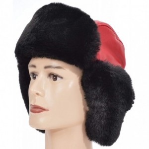 Bomber Hats Faux Fur Earflap Winter Hat for Men Women Russian Trapper Soviet Ushanka Bomber Hat - Red2 - CY19203YHRM $20.41