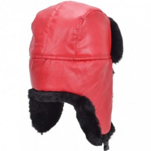 Bomber Hats Faux Fur Earflap Winter Hat for Men Women Russian Trapper Soviet Ushanka Bomber Hat - Red2 - CY19203YHRM $20.41