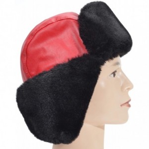 Bomber Hats Faux Fur Earflap Winter Hat for Men Women Russian Trapper Soviet Ushanka Bomber Hat - Red2 - CY19203YHRM $20.41