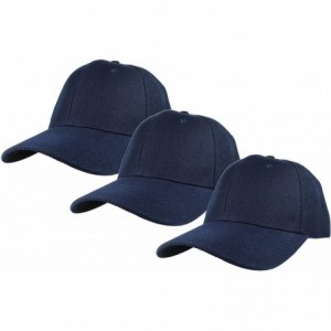 Baseball Caps Plain Baseball Cap Adjustable Back Strap 3 PC - Navy - CL18C5MO3WH $10.38