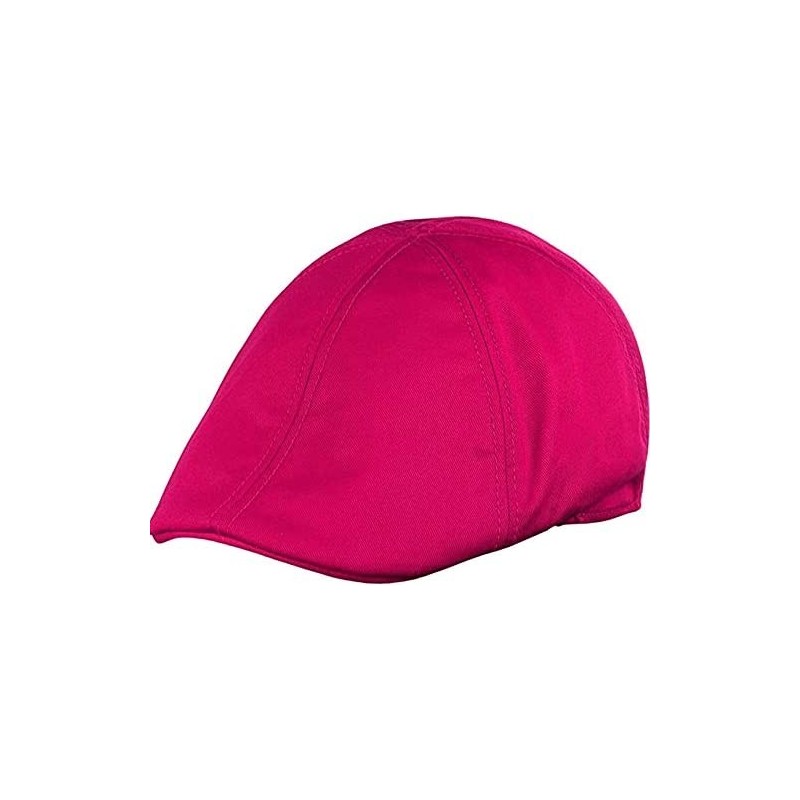 Newsboy Caps Mens 6pannel Duck Bill Curved Ivy Drivers Hat One Size(Elastic Band Closure) - Hot Pink - CJ196UCGDDZ $11.01