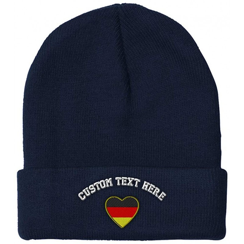 Skullies & Beanies Custom Beanie for Men & Women Heart Germany Flag Embroidery Skull Cap Hat - Navy - C118ZS3LL2G $16.17