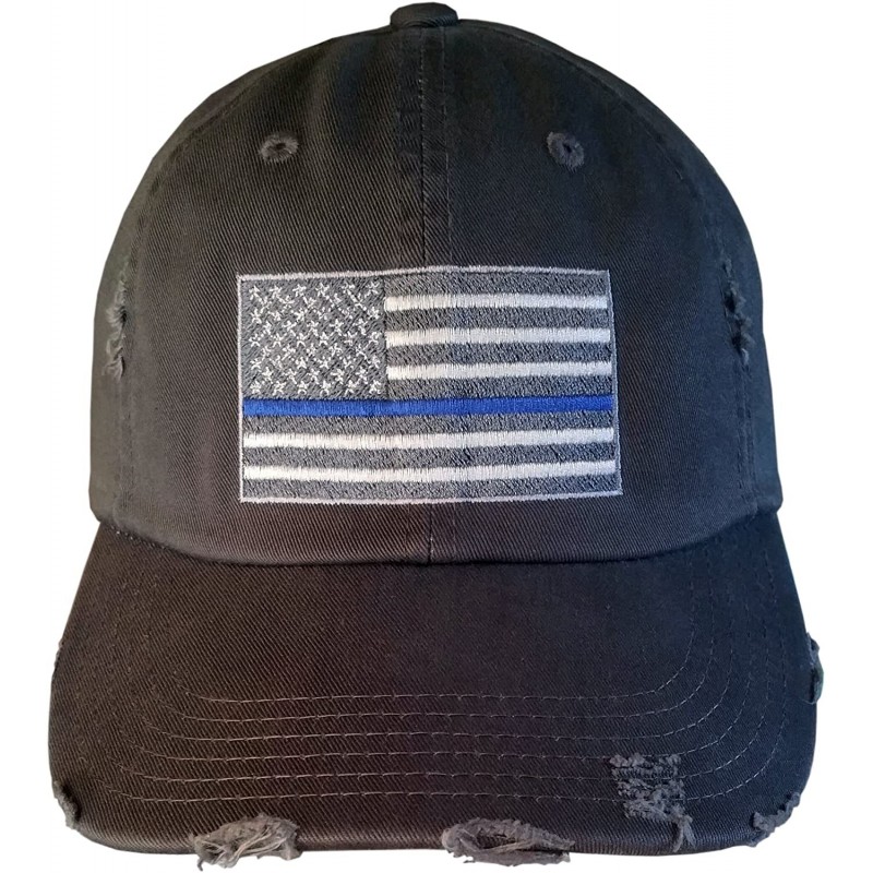 Baseball Caps American Flag Support Our Troops- Veterans- Military- Police- Law Enforcement - Amerflagblueline/Rippedcharcoal...