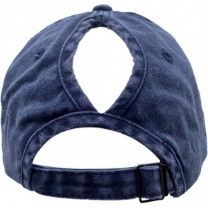 Baseball Caps Mom Life Ponytail Baseball Cap Messy Bun Vintage Washed Distressed Twill Plain Hat for Women - Navy - CM1904475...