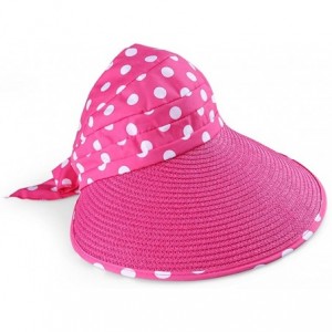 Sun Hats Classic Roll up Foldable Wide Large Brim Summer Swimming Beach Sun Hat - Magenta - CD12GSL7GPX $16.89