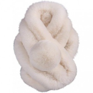 Skullies & Beanies Womens Scarf-Women's Winter Warm Scarf Thicken Fluffy Fleece Fur Scarves (White) - White - CN18IO4QDL2 $9.13