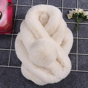 Skullies & Beanies Womens Scarf-Women's Winter Warm Scarf Thicken Fluffy Fleece Fur Scarves (White) - White - CN18IO4QDL2 $9.13