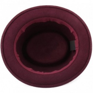 Fedoras Classic Porkpie Wool Felt Pork Pie Hat - Bordeaux - CK187YSOTMH $35.52