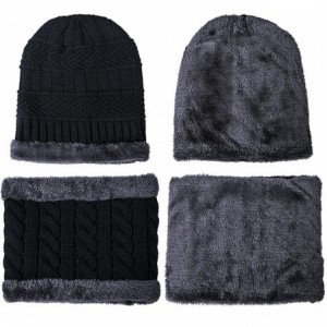 Skullies & Beanies Warm Winter Beanie Hat & Scarf Set Stylish Knit Skull Cap for Men Women - 01 Black - CG1888IEOXN $8.34