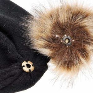 Skullies & Beanies Womens Warm Faux Fur Pom Pom Beanies Hat Winter Skullies Cap for Girls - Black - CZ186XOAGRI $13.57