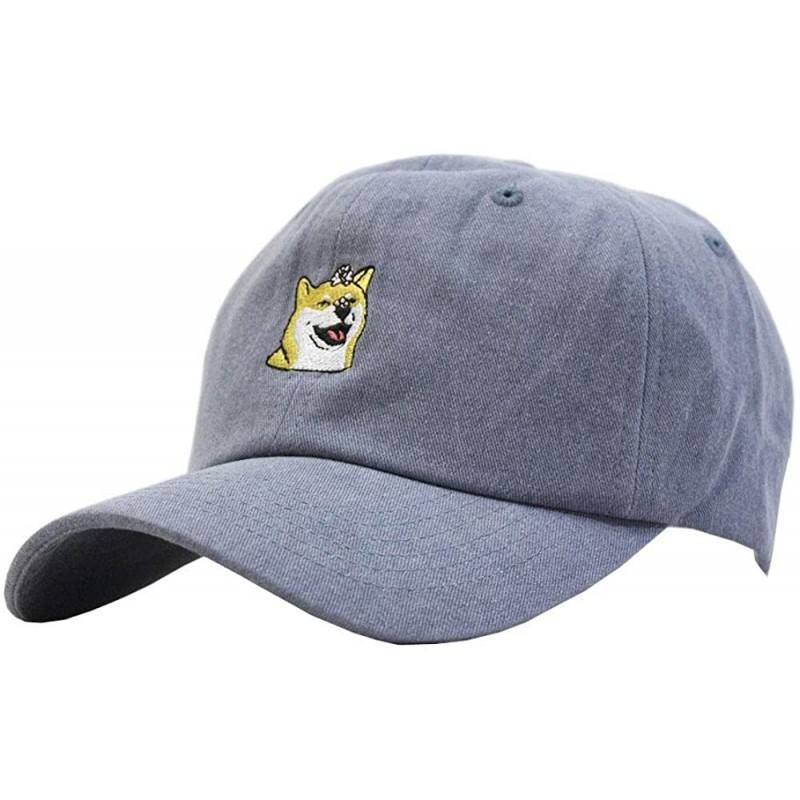 Baseball Caps Hachiko Loyal Dog Adjustable Strapback Baeball Cap - Blue Flower - CB12J3ZYCSZ $15.89