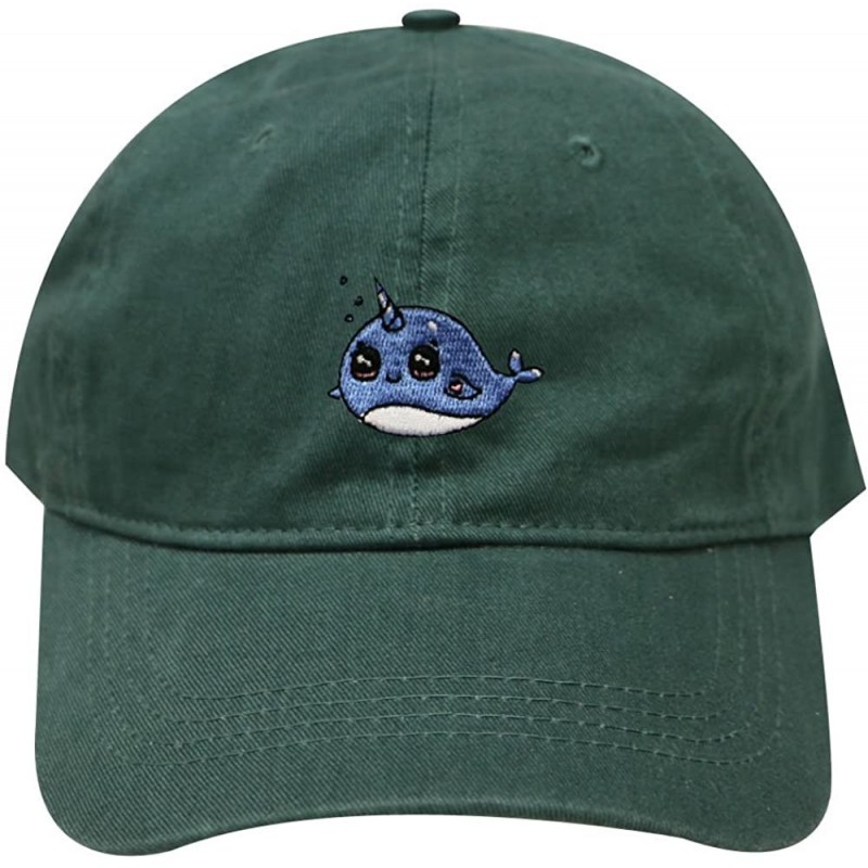 Baseball Caps Whale Unicorn Cotton Baseball Dad Cap - Hunter Green - CT183XEM5UC $13.24