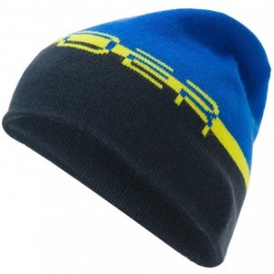 Skullies & Beanies Mens Men's Reversible Word Hat - Turkish Sea/Frontier/Acid - CN188ALG630 $24.34