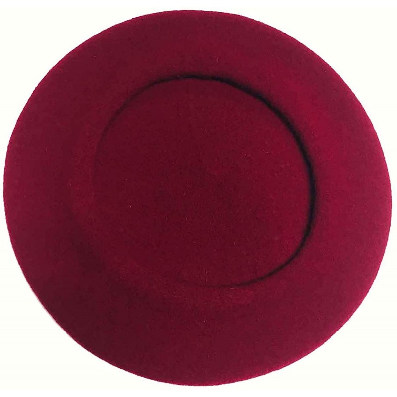 Berets Heritage Traditional French Wool Beret - Bordeaux - CQ11KLP244V $48.49