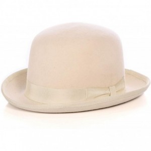 Fedoras Premium Lined Wool Clockwork Orange Style English Bowler Derby Hat - Off White - CK12N3BLQZG $39.01