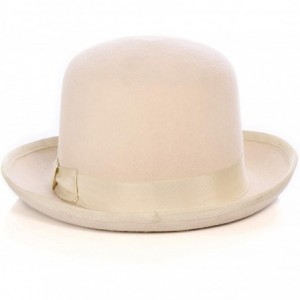 Fedoras Premium Lined Wool Clockwork Orange Style English Bowler Derby Hat - Off White - CK12N3BLQZG $39.01