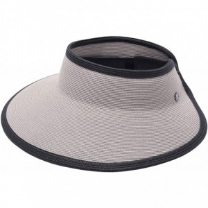 Sun Hats Vienna Visor Women's Summer Sun Straw Packable UPF 50+ Beach Hat - Grey - CW194OHWLWE $55.37