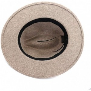 Fedoras Women Belt Buckle Wool Wide Brim Fedora Hat - Metal Buckle Oatmeal - CV1938NUNTX $15.53