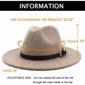 Fedoras Women Belt Buckle Wool Wide Brim Fedora Hat - Metal Buckle Oatmeal - CV1938NUNTX $15.53