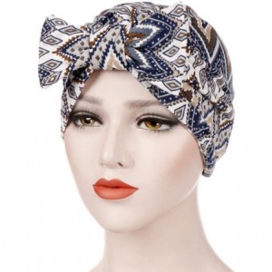 Skullies & Beanies ❤Women Bowknot Muslim Ruffle Cancer Chemo Hat Beanie Beading Turban Head Wrap Cap (Gray -1) - Gray -1 - C1...