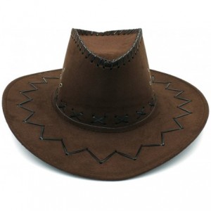 Cowboy Hats Fashion Unisex Adult Western Cowboy Cowgirl Caps Wide Brim Sun Hats - Coffee - CL188G6N25W $20.08