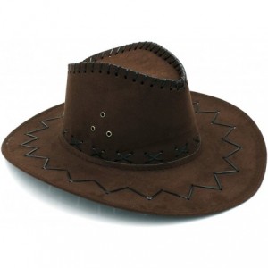 Cowboy Hats Fashion Unisex Adult Western Cowboy Cowgirl Caps Wide Brim Sun Hats - Coffee - CL188G6N25W $18.57