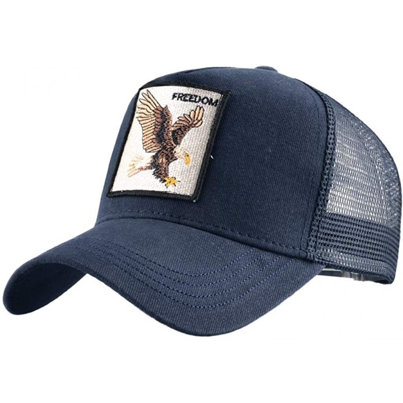 Baseball Caps Unisex Animal Mesh Trucker Hat Snapback Square Patch Baseball Caps - Blue Eagle - CC18SM67I2N $13.21